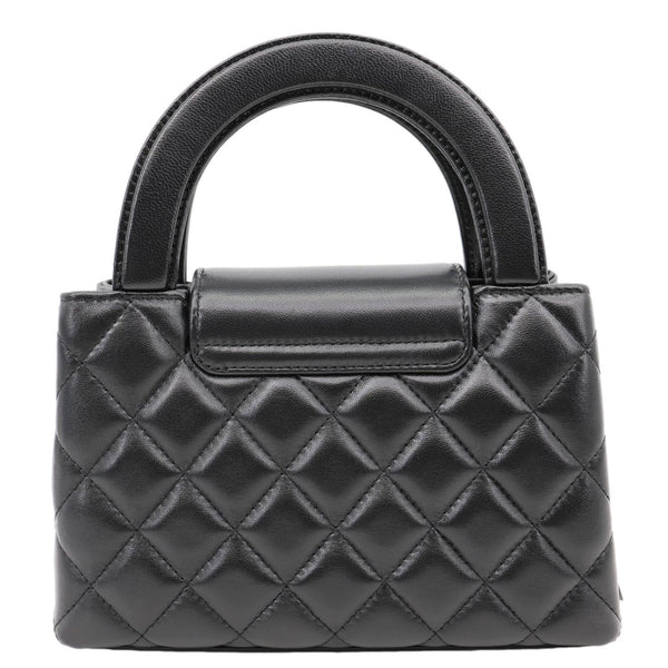 CHANEL Kelly Nano Quilted Shiny Aged Calfskin Leather Tote Crossbody Bag Black