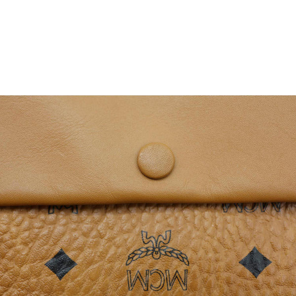 MCM Klara Monogram Visetos Leather Hobo Bag Cognac