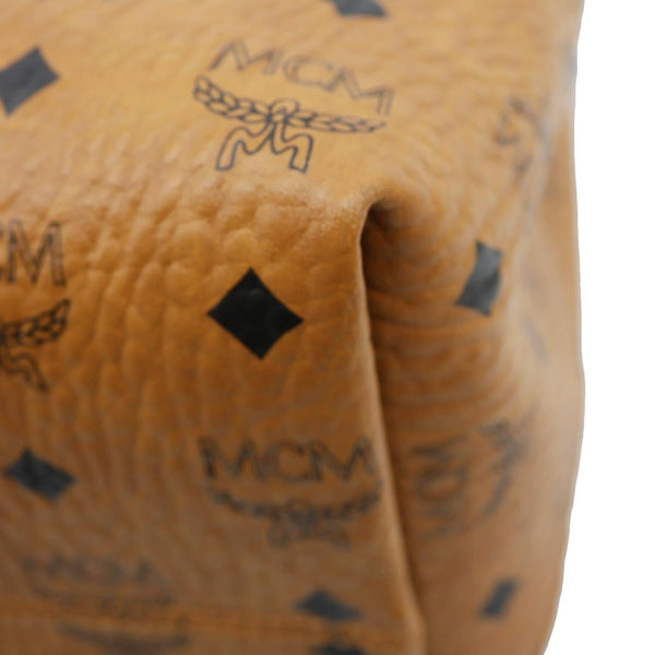 MCM Klara Monogram Visetos Leather Hobo Bag Cognac