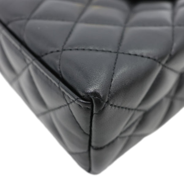 CHANEL Kelly Nano Quilted Shiny Aged Calfskin Leather Tote Crossbody Bag Black