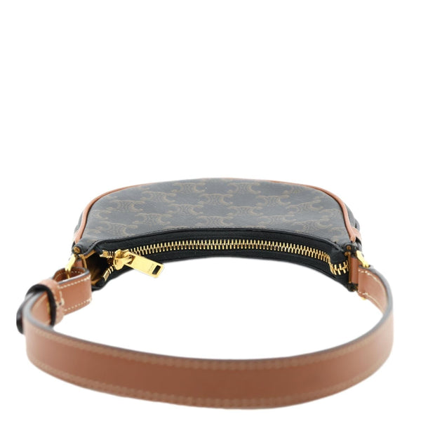 CELINE Ava Triomphe Canvas Calfskin Shoulder Bag Tan