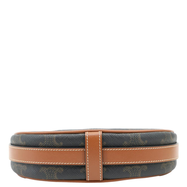 CELINE Ava Triomphe Canvas Calfskin Shoulder Bag Tan