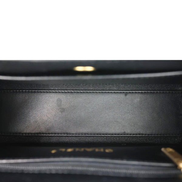 CHANEL Kelly Nano Quilted Shiny Aged Calfskin Leather Tote Crossbody Bag Black