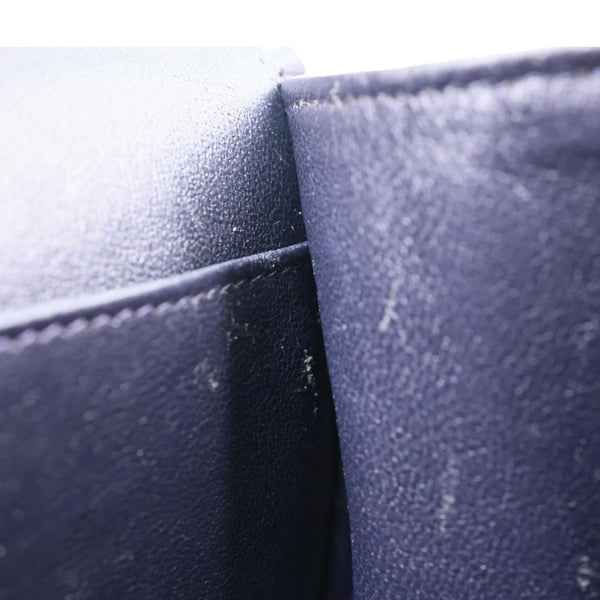 CHANEL Jumbo Classic Double Flap Quilted Lambskin Leather Shoulder Bag Navy Blue