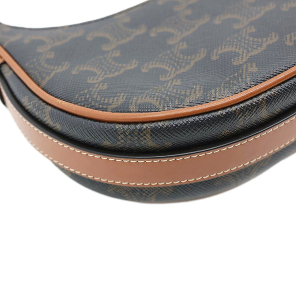 CELINE Ava Triomphe Canvas Calfskin Shoulder Bag Tan