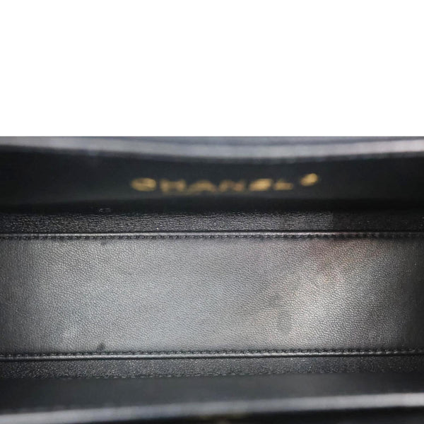 CHANEL Kelly Nano Quilted Shiny Aged Calfskin Leather Tote Crossbody Bag Black