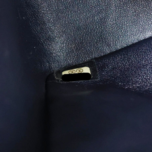 CHANEL Jumbo Classic Double Flap Quilted Lambskin Leather Shoulder Bag Navy Blue