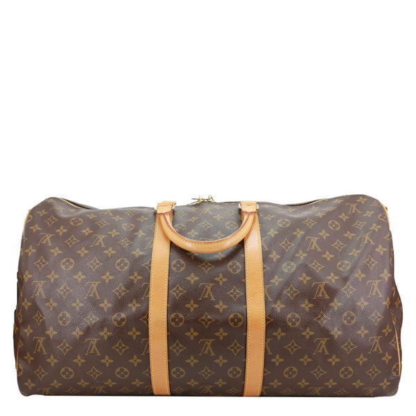 LOUIS VUITTON Keepall 55 Bandouliere Monogram Canvas Travel Bag Brown