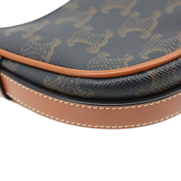 CELINE Ava Triomphe Canvas Calfskin Shoulder Bag Tan