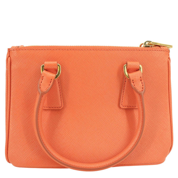 PRADA Galleria Double Zip Saffiano Leather Top Handle Tote Bag Orange