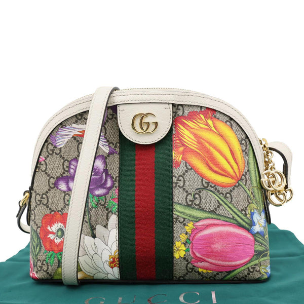 GUCCI Ophidia Flora Small Supreme Canvas Shoulder Bag Beige 499621