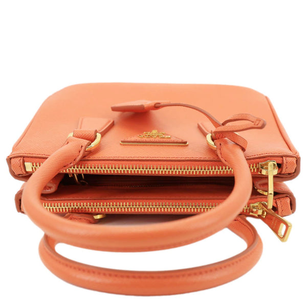 PRADA Galleria Double Zip Saffiano Leather Top Handle Tote Bag Orange