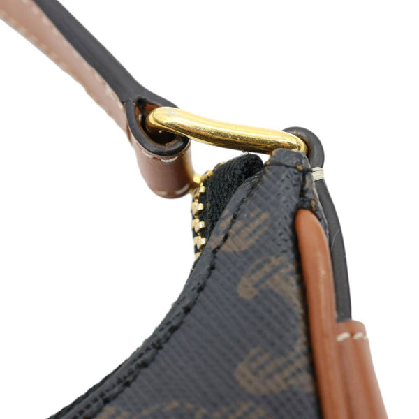 CELINE Ava Triomphe Canvas Calfskin Shoulder Bag Tan