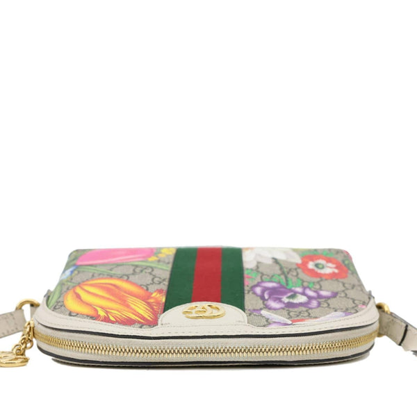 GUCCI Ophidia Flora Small Supreme Canvas Shoulder Bag Beige 499621
