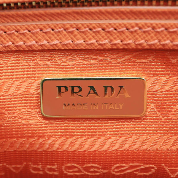 PRADA Galleria Double Zip Saffiano Leather Top Handle Tote Bag Orange