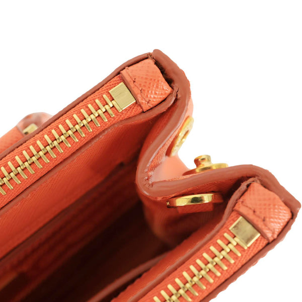 PRADA Galleria Double Zip Saffiano Leather Top Handle Tote Bag Orange