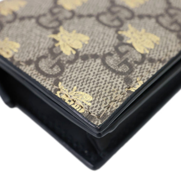 GUCCI GG Supreme Bee Print Canvas Wallet Card Case Beige 503757