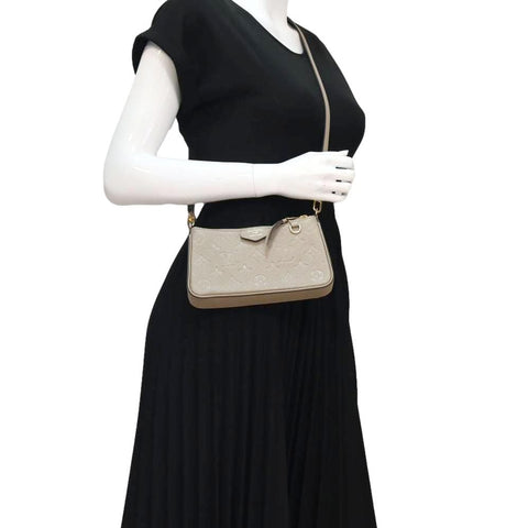 LOUIS VUITTON Easy Pouch On Strap Empreinte Leather Shoulder Bag Beige
