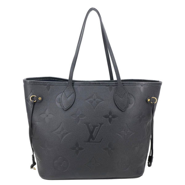 LOUIS VUITTON Neverfull MM Empreinte Leather Tote Shoulder Bag Black