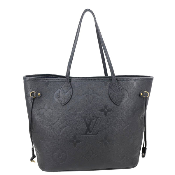 LOUIS VUITTON Neverfull MM Empreinte Leather Tote Shoulder Bag Black