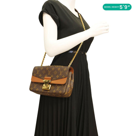 LOUIS VUITTON Marceau Monogram Canvas Chain Shoulder Bag Caramel