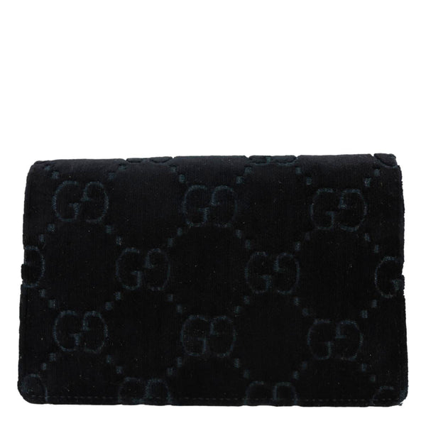 GUCCI Dionysus Super Mini GG Monogram Velvet Crossbody Bag Black 476432