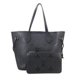 LOUIS VUITTON Neverfull MM Empreinte Leather Tote Shoulder Bag Black