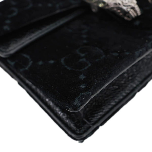 GUCCI Dionysus Super Mini GG Monogram Velvet Crossbody Bag Black 476432