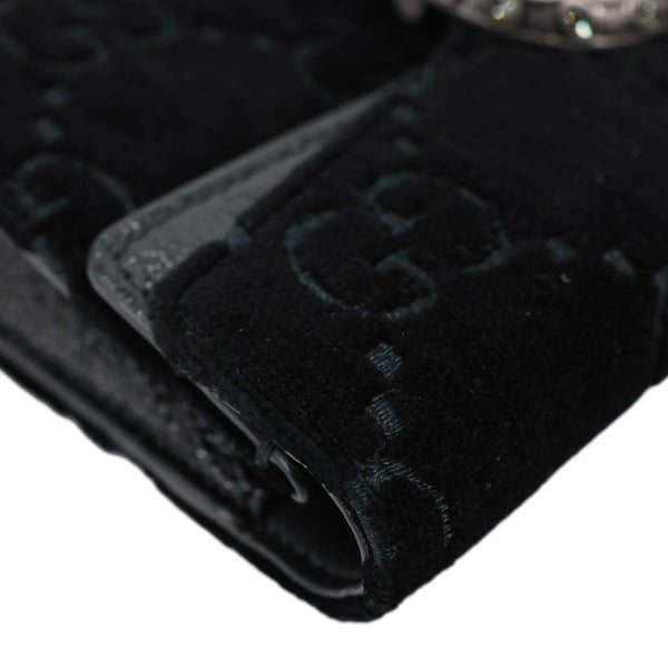 GUCCI Dionysus Super Mini GG Monogram Velvet Crossbody Bag Black 476432