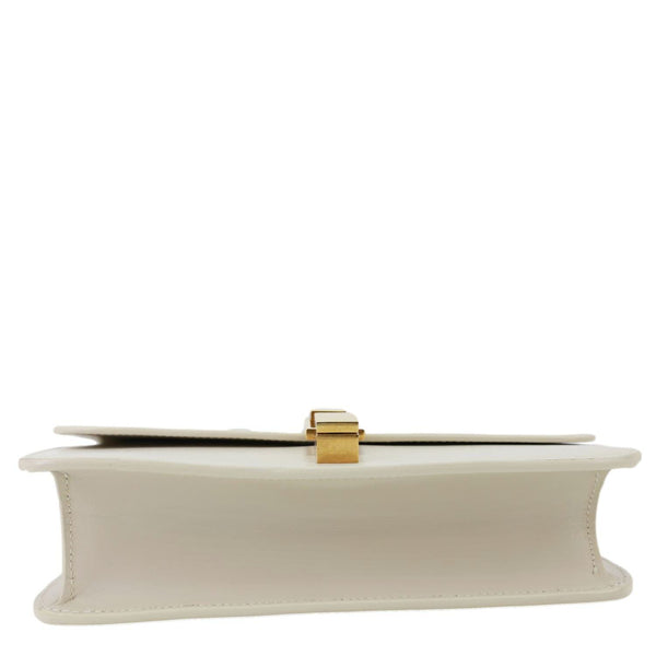 YVES SAINT LAURENT Le Carre Calfskin Leather Satchel Bag White