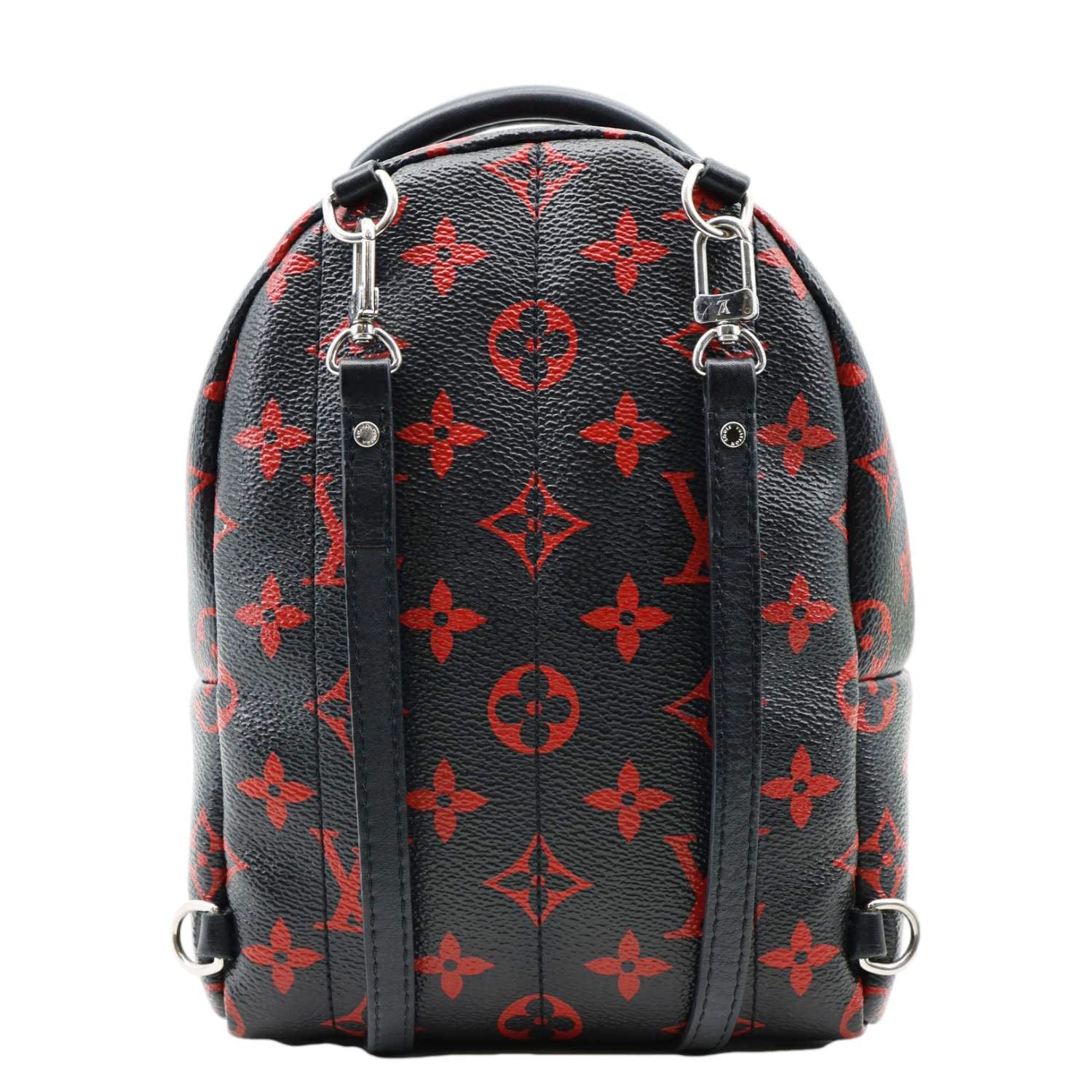 black mini lv backpack LOUIS VUITTON Palm Springs Mini Monogram Infrarouge Canvas Backpack Ba
