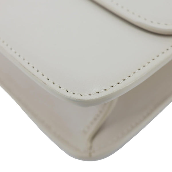 YVES SAINT LAURENT Le Carre Calfskin Leather Satchel Bag White