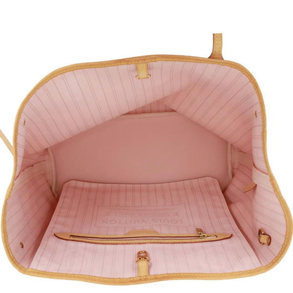 LOUIS VUITTON Neverfull MM Tahitienne Damier Azur Shoulder Bag Pink