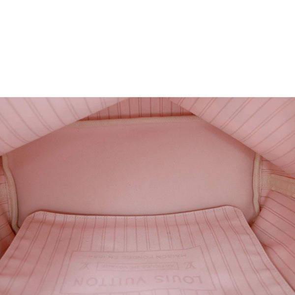 LOUIS VUITTON Neverfull MM Tahitienne Damier Azur Shoulder Bag Pink