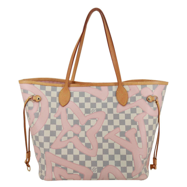 LOUIS VUITTON Neverfull MM Tahitienne Damier Azur Shoulder Bag Pink