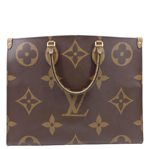 LOUIS VUITTON Onthego GM Giant Monogram Reverse Canvas Tote Bag Brown