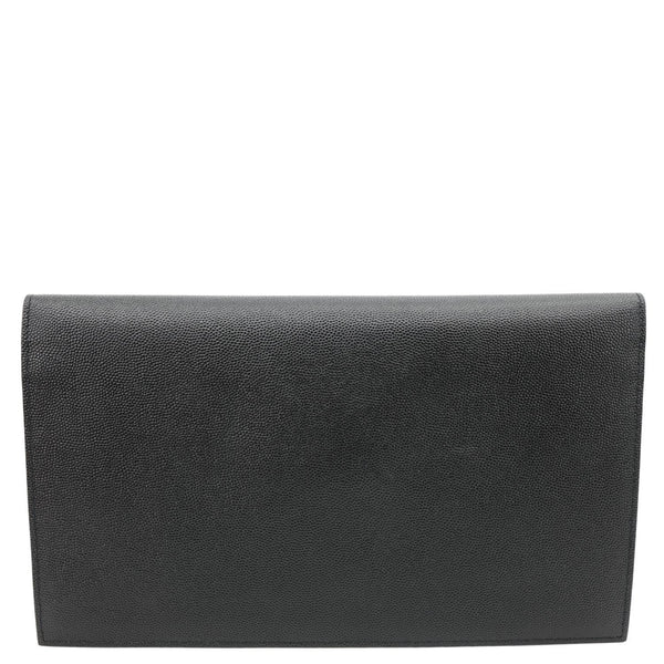 YVES SAINT LAURENT Uptown Envelope Grain De Poudre Leather Clutch Black