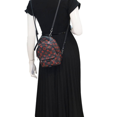 LOUIS VUITTON Palm Springs Mini Monogram Infrarouge Canvas Backpack Bag Black