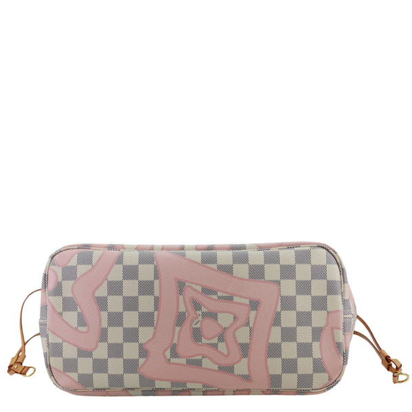 LOUIS VUITTON Neverfull MM Tahitienne Damier Azur Shoulder Bag Pink