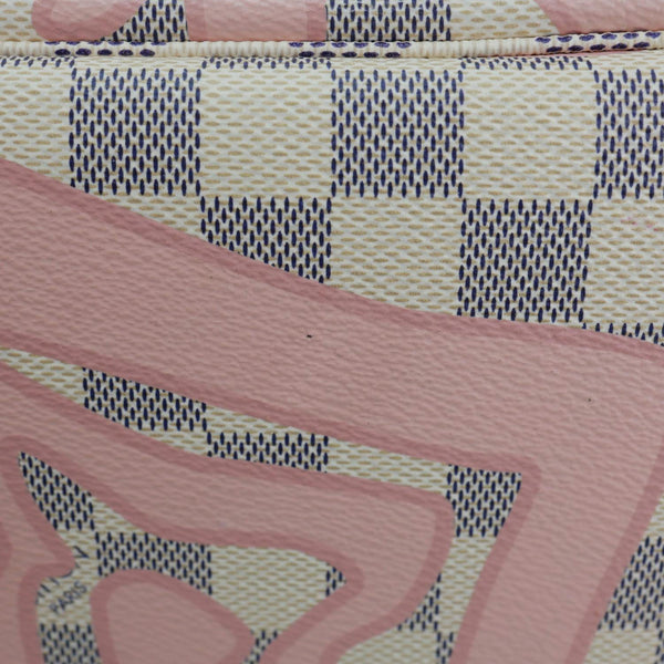 LOUIS VUITTON Neverfull MM Tahitienne Damier Azur Shoulder Bag Pink