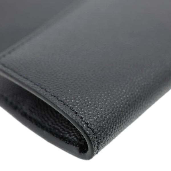 YVES SAINT LAURENT Uptown Envelope Grain De Poudre Leather Clutch Black