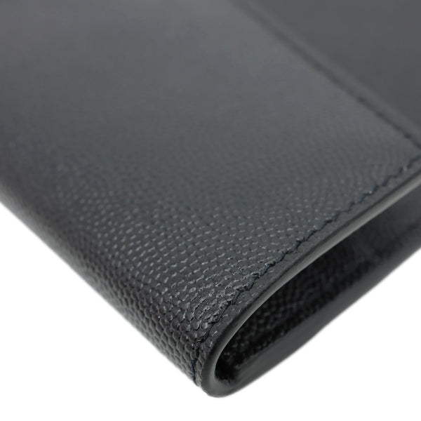 YVES SAINT LAURENT Uptown Envelope Grain De Poudre Leather Clutch Black