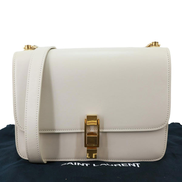 YVES SAINT LAURENT Le Carre Calfskin Leather Satchel Bag White