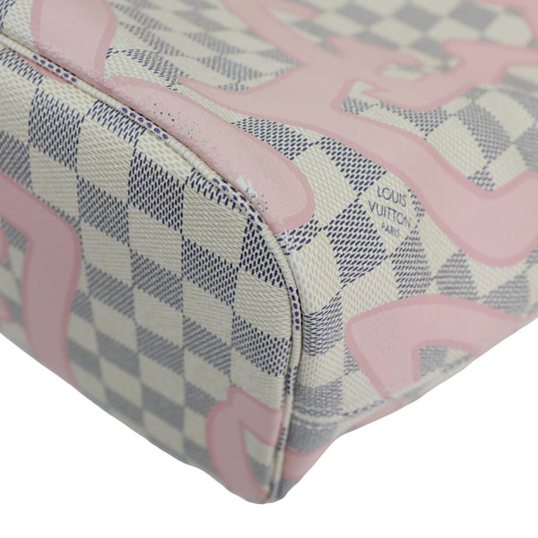 LOUIS VUITTON Neverfull MM Tahitienne Damier Azur Shoulder Bag Pink