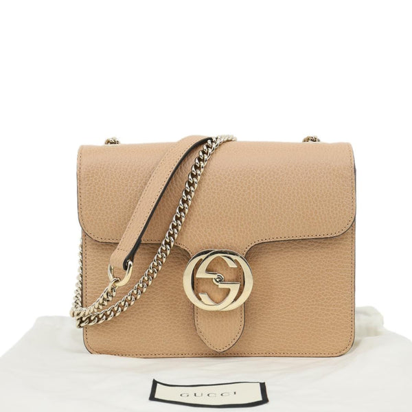 GUCCI Interlocking GG Small Dollar Calfskin Leather Crossbody Bag Beige 510304