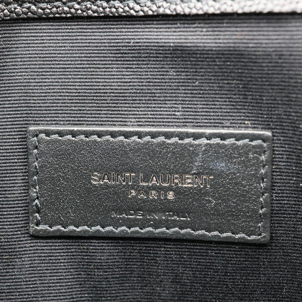 YVES SAINT LAURENT Uptown Envelope Grain De Poudre Leather Clutch Black