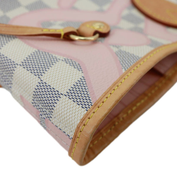 LOUIS VUITTON Neverfull MM Tahitienne Damier Azur Shoulder Bag Pink