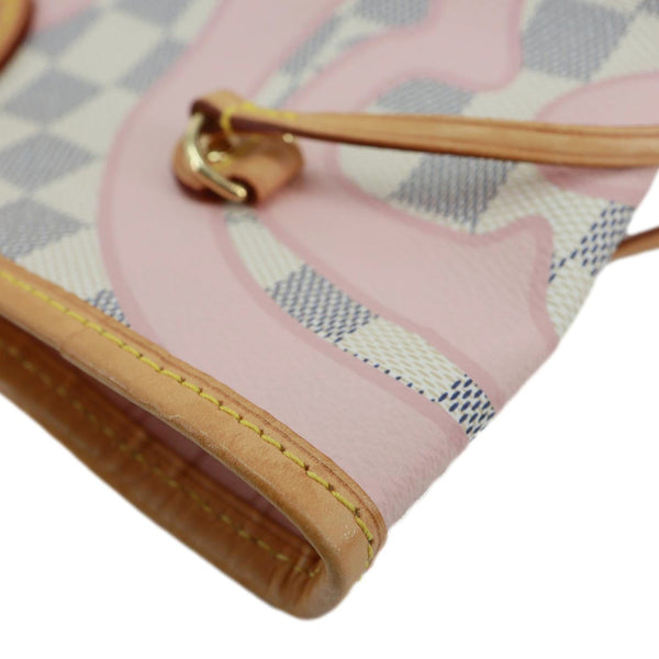 LOUIS VUITTON Neverfull MM Tahitienne Damier Azur Shoulder Bag Pink