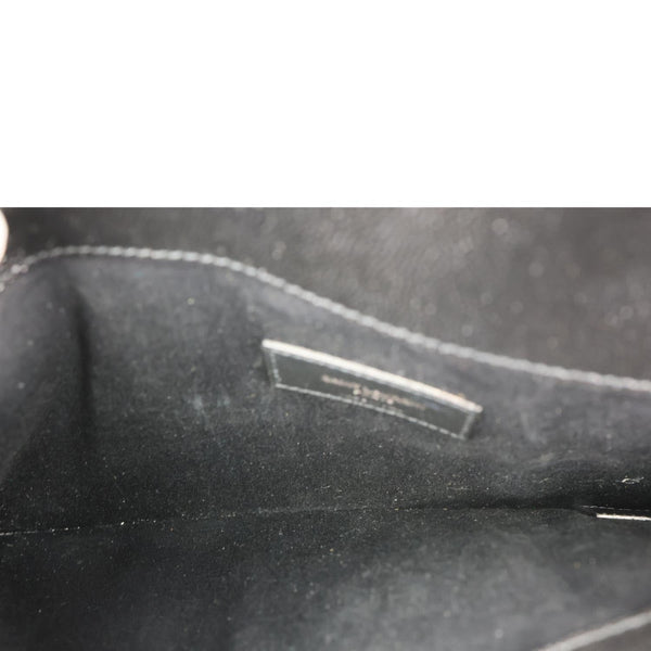 YVES SAINT LAURENT Uptown Envelope Grain De Poudre Leather Clutch Black