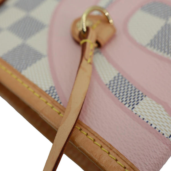 LOUIS VUITTON Neverfull MM Tahitienne Damier Azur Shoulder Bag Pink